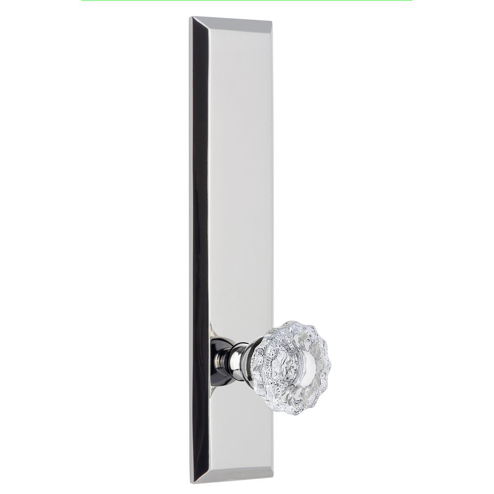 Grandeur by Nostalgic Warehouse FAVVER Fifth Avenue Tall Plate Privacy with Versailles Knob in Bright Chrome